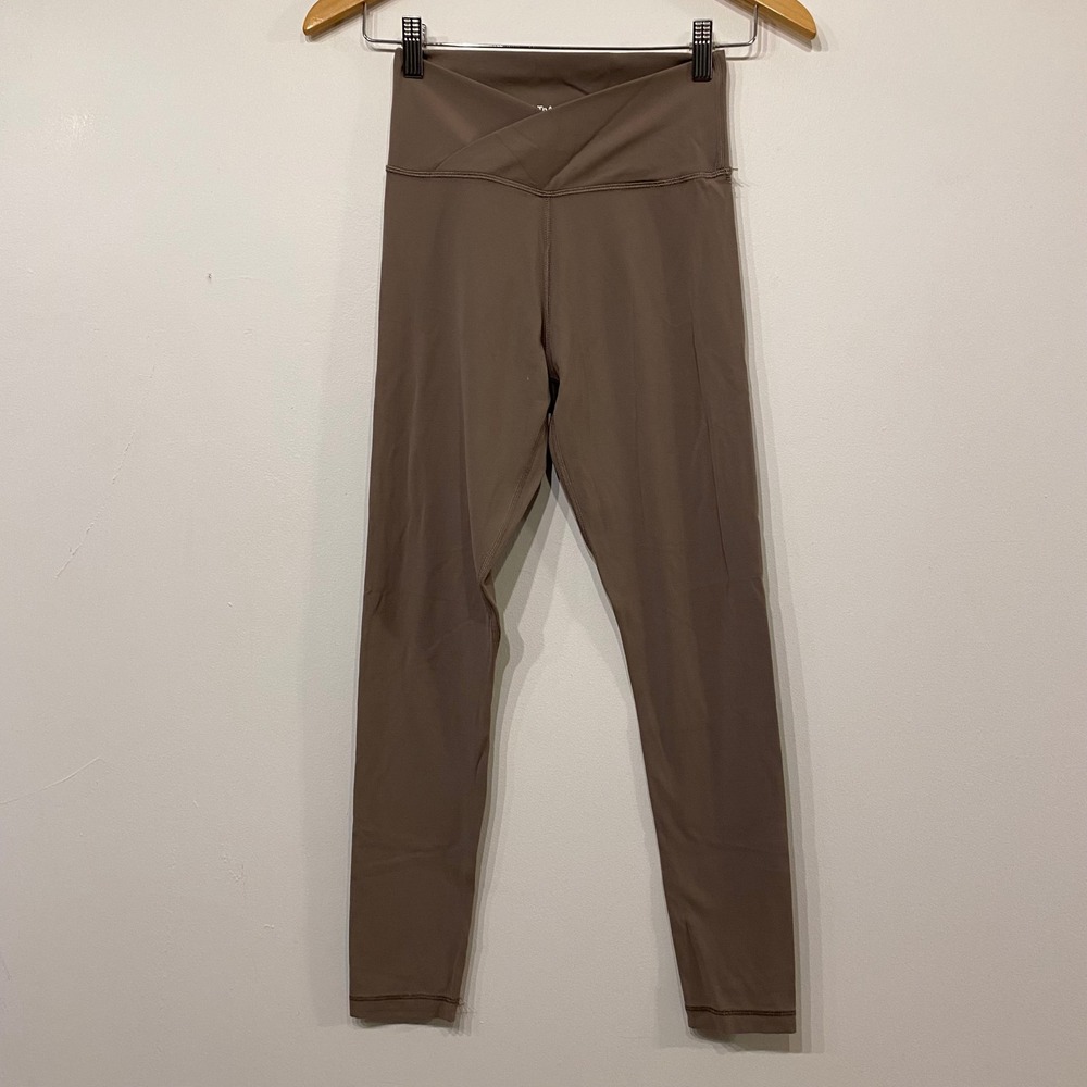 TnAction Aritzia Crossover V-Waist Leggings Taupe Brown Small High Rise Yoga